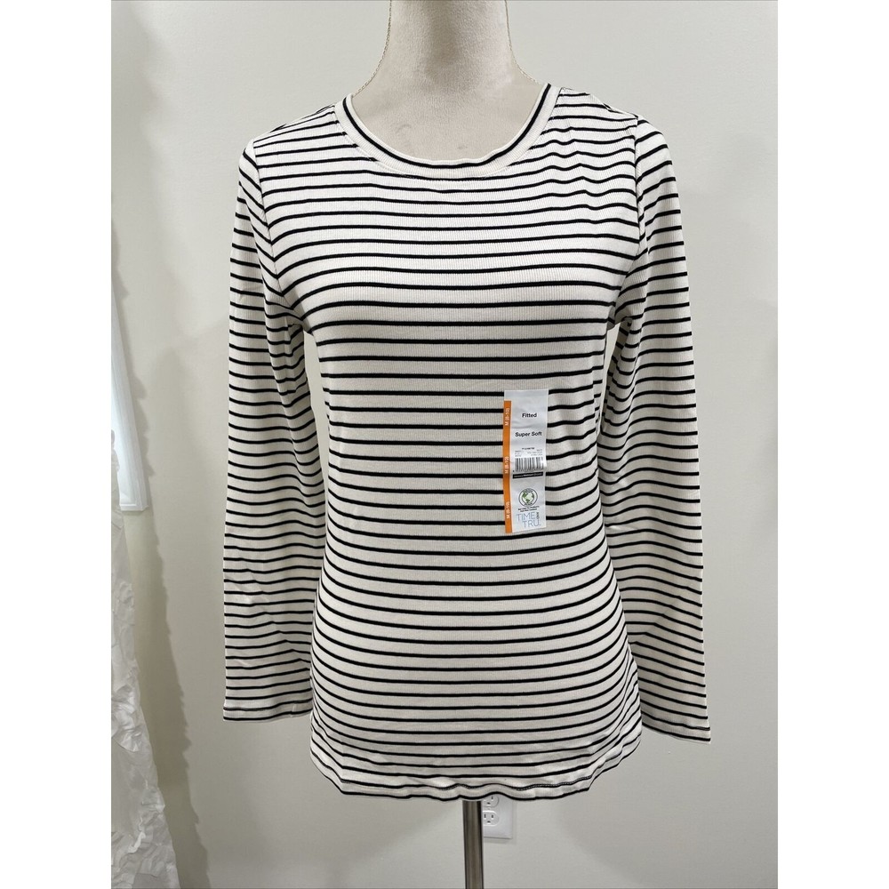 Time and Tru Super Soft Fitted Striped Women’s Top Size Medium NWT